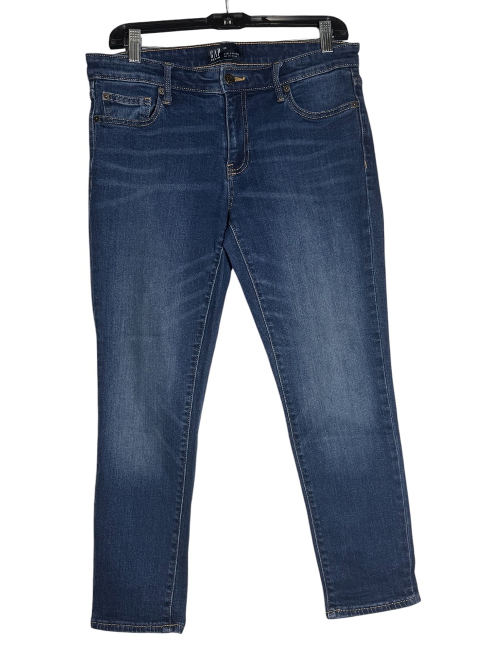 GAP Girlfriend Jeans Size 6 Short Dark Blue Wash Denim Slim Leg